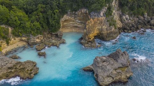 Rock formations in sea