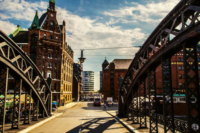 View of bridge and buildings in city