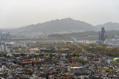 High angle view of townscape against sky