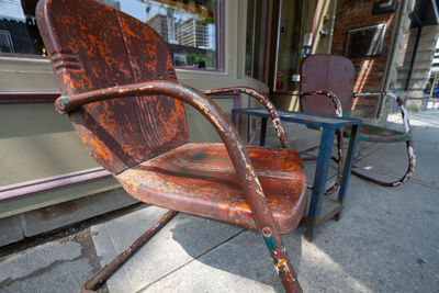 Empty chairs on table