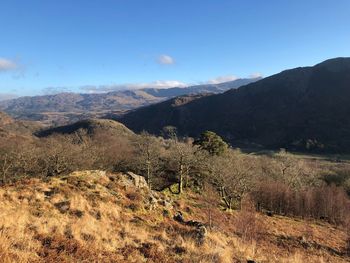 Scenic view of mountains against sky