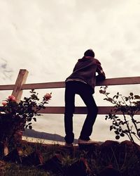 Low angle view of man against sky