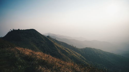 Scenic view of mountains against clear sky