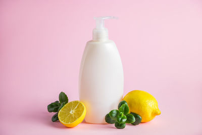 High angle view of soap on white background