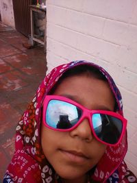 Portrait of a girl wearing sunglasses