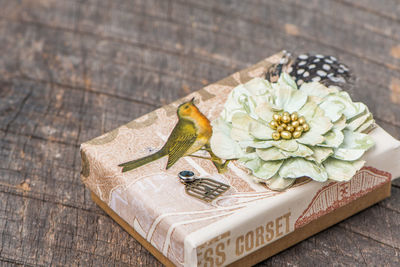 High angle view of flower bouquet on table