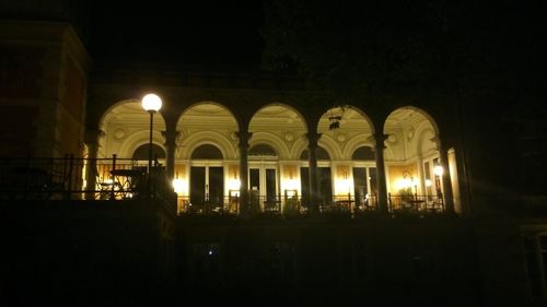 Illuminated building at night