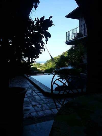 SILHOUETTE TREE BY SWIMMING POOL AGAINST LAKE