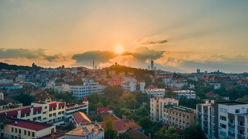 Sunrise in the historical downtown of qingdao