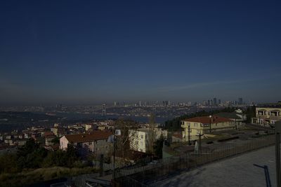 Cityscape against clear sky