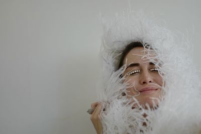 Close-up of woman wearing mask