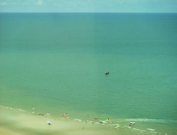 High angle view of people on beach