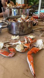 High angle view of food on table