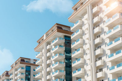 Parts of a modern high-rise building in a residential complex, turkey.