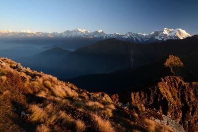 Scenic view of mountains against sky