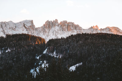 Scenic view of snow covered mountains against sky