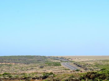 Scenic view of landscape against clear sky
