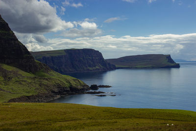 Ocean coast panoramic at neist point lighthouse, scotland, united kingdom