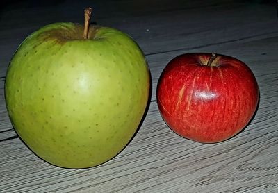 High angle view of apples on table