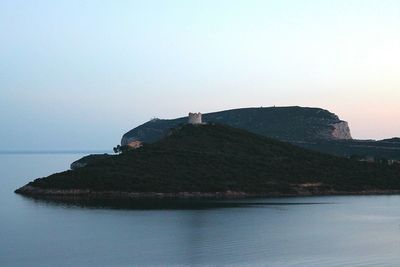 Scenic view of sea against clear sky