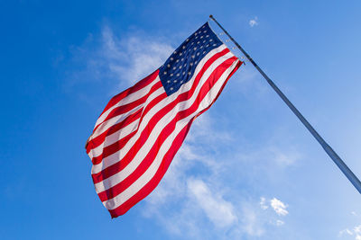 Usa flag on clear blue sky.