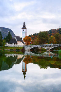 Reflection of building in lake