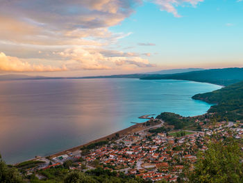 Scenic view of sea against sky at sunset