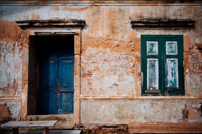 Closed door of old house