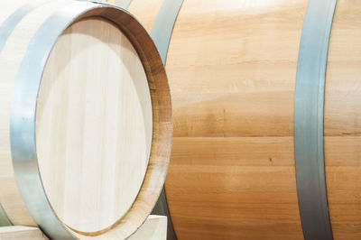 Close-up of wooden barrel