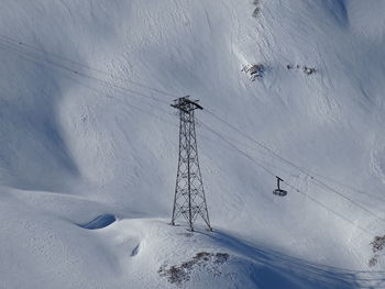 Low angle view of snow covered landscape against sky