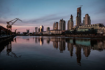 Reflection of city in water