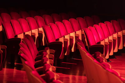 High angle view of chairs in stadium