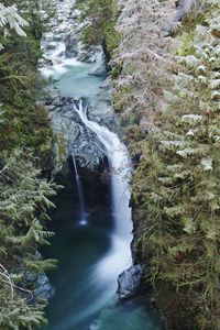 Scenic view of river flowing through rocks