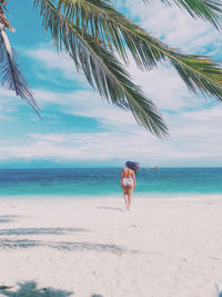 Rear view of woman on beach