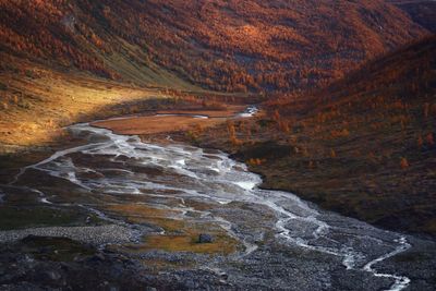 Scenic view of mountain during autumn