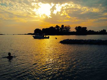 Scenic view of sunset over sea