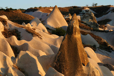 Panoramic view of rocks on land against sky