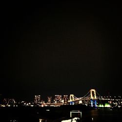 Illuminated buildings in city at night