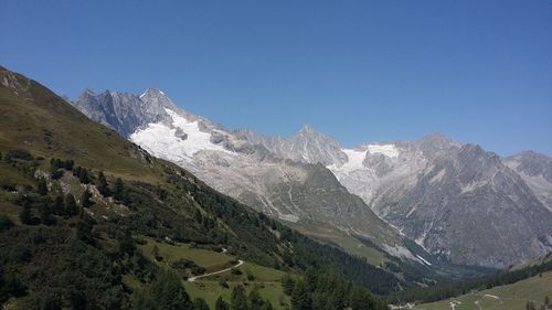 Scenic view of mountains against clear sky