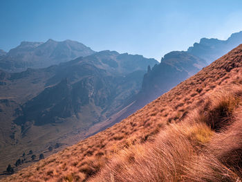 Scenic view of mountains against sky