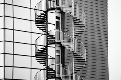 Low angle view of spiral staircase of building