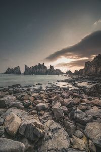 Scenic view of sea against sky during sunset