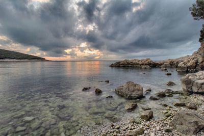 Scenic view of sea against sky during sunset