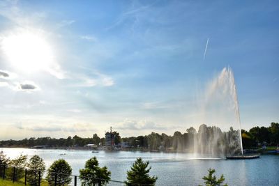 Panoramic view of river against cloudy sky