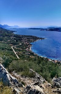 High angle view of sea against sky