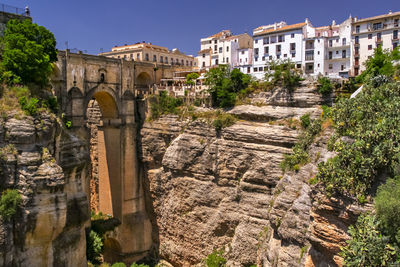 The historic bridge puente nuevo in the white village of ronda in andalusia, spain