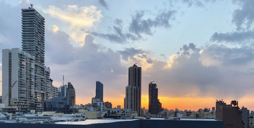 Ashrafieh district skyline during sunset. beirut, lebanon