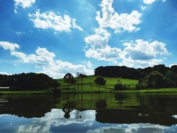 Scenic view of lake against sky