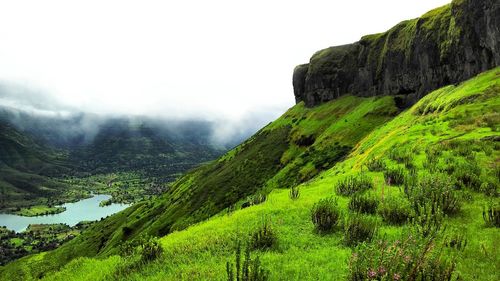 Idyllic view of mountains against sky