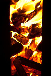 Close-up of bonfire at night